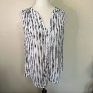Paige Black and White Print Sleeveless Blouse Size Large